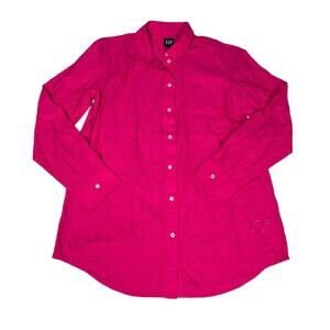 Gap Button Front Shirt Long Sleeve Eyelet Pink Casual Work Top Women's Small NEW